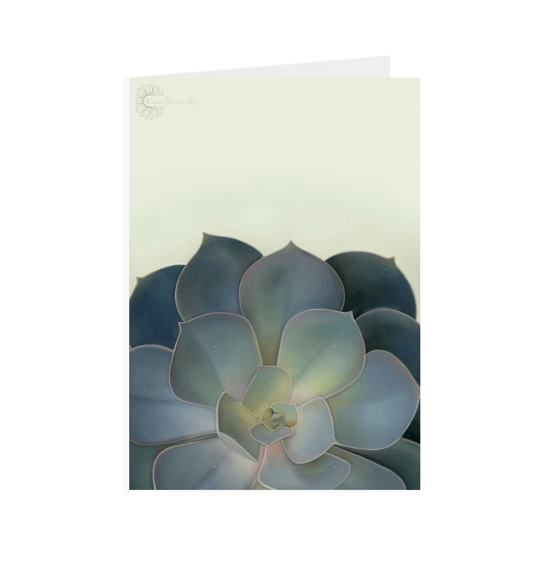 White Green ombre succulents greetings card.
