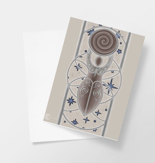 Rose gold goddess greetings cards.