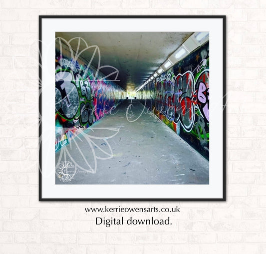 Graffiti overpass of Ranscombe reserve, photographic print, digital download.