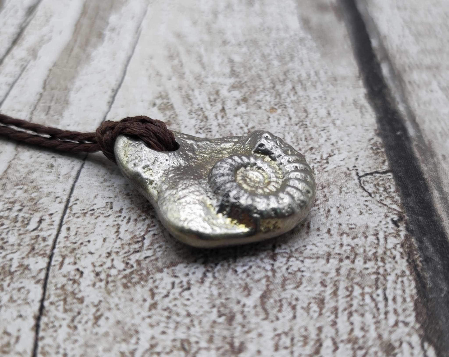 Ammonite pewter solid cast pendant.