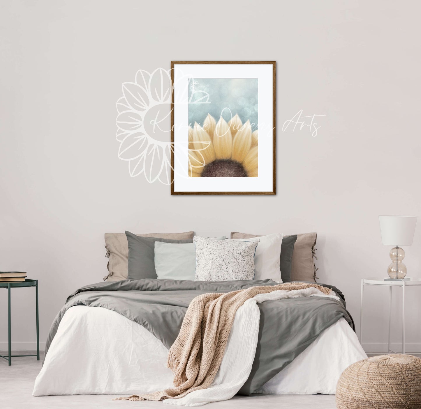 Fiadh's sunflower, printed, digital illustration.