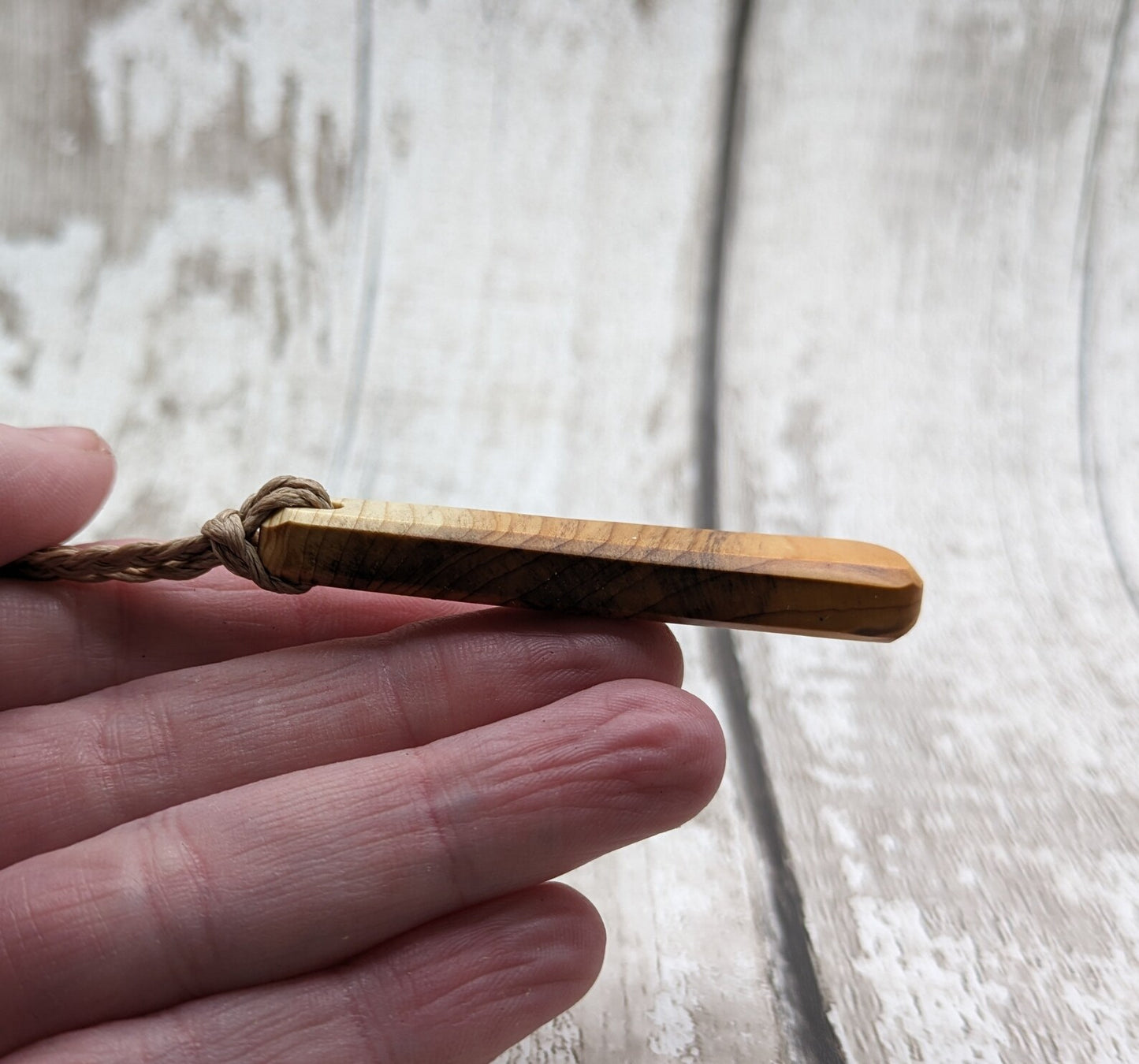 Yew wood roimata teardrop pendant