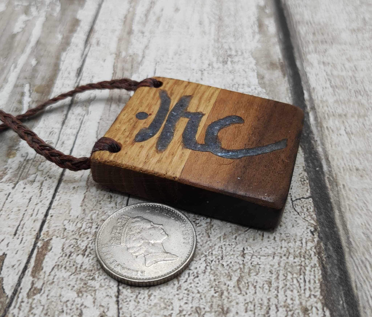 Oak and walnut throat chakra, blue kyanite Christmas decorations.