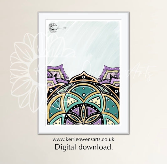 Geometric illustration print digital download.