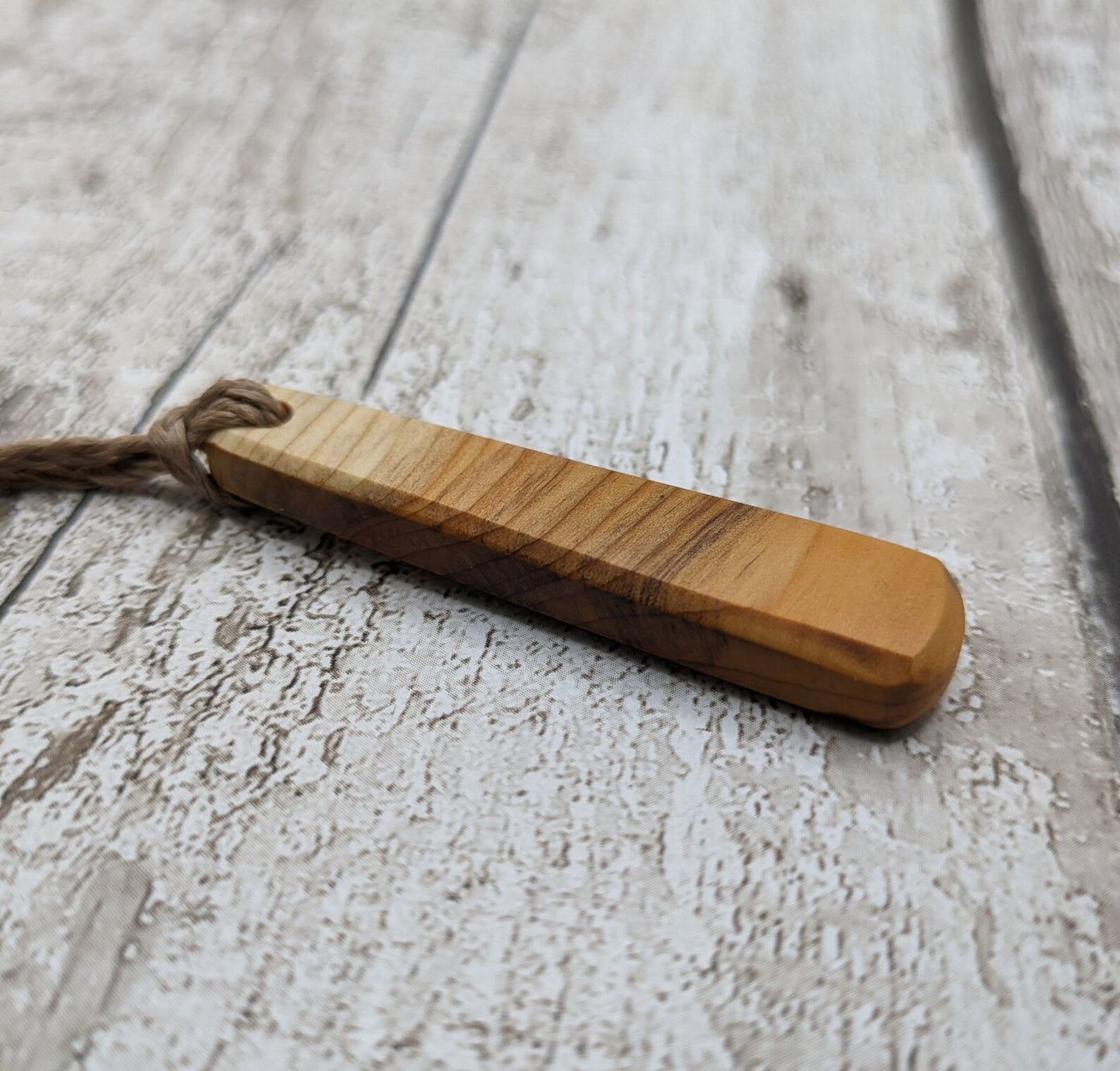 Yew wood roimata teardrop pendant
