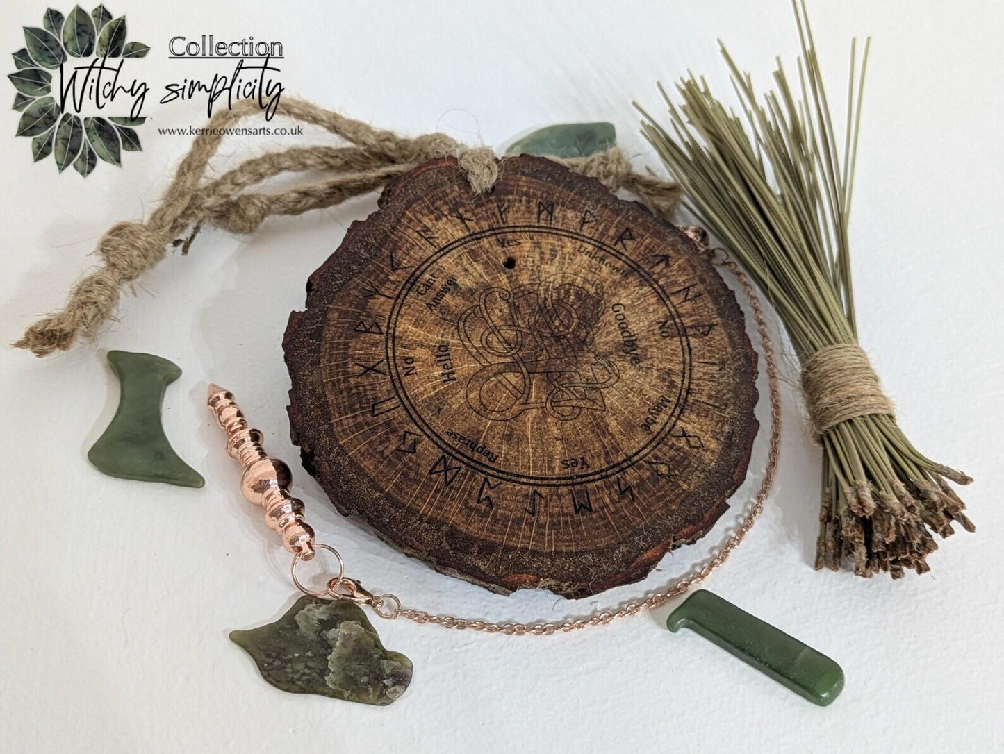 Oak wood Viking Icelandic printed pendulum dowsing board.