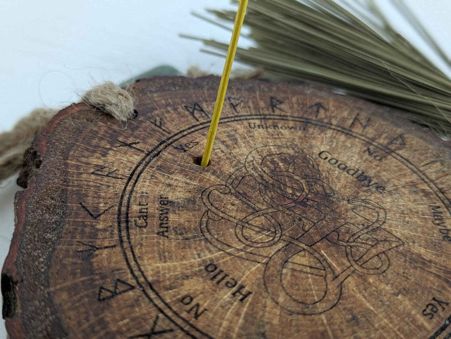 Oak wood Viking Icelandic printed pendulum dowsing board.