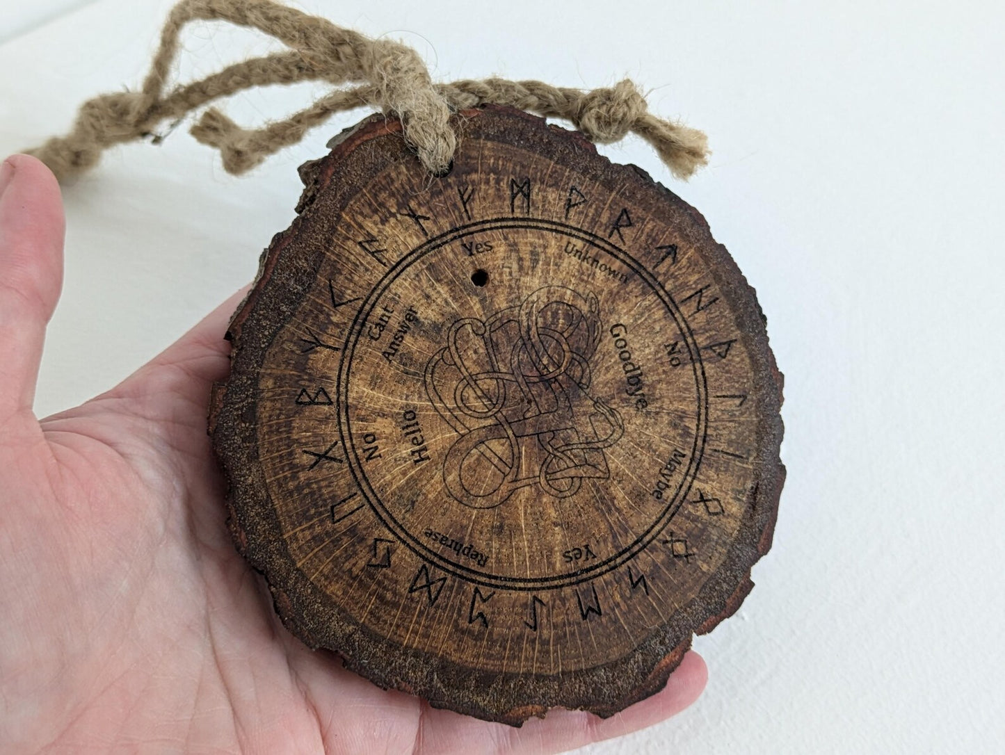 Oak wood Viking Icelandic printed pendulum dowsing board.