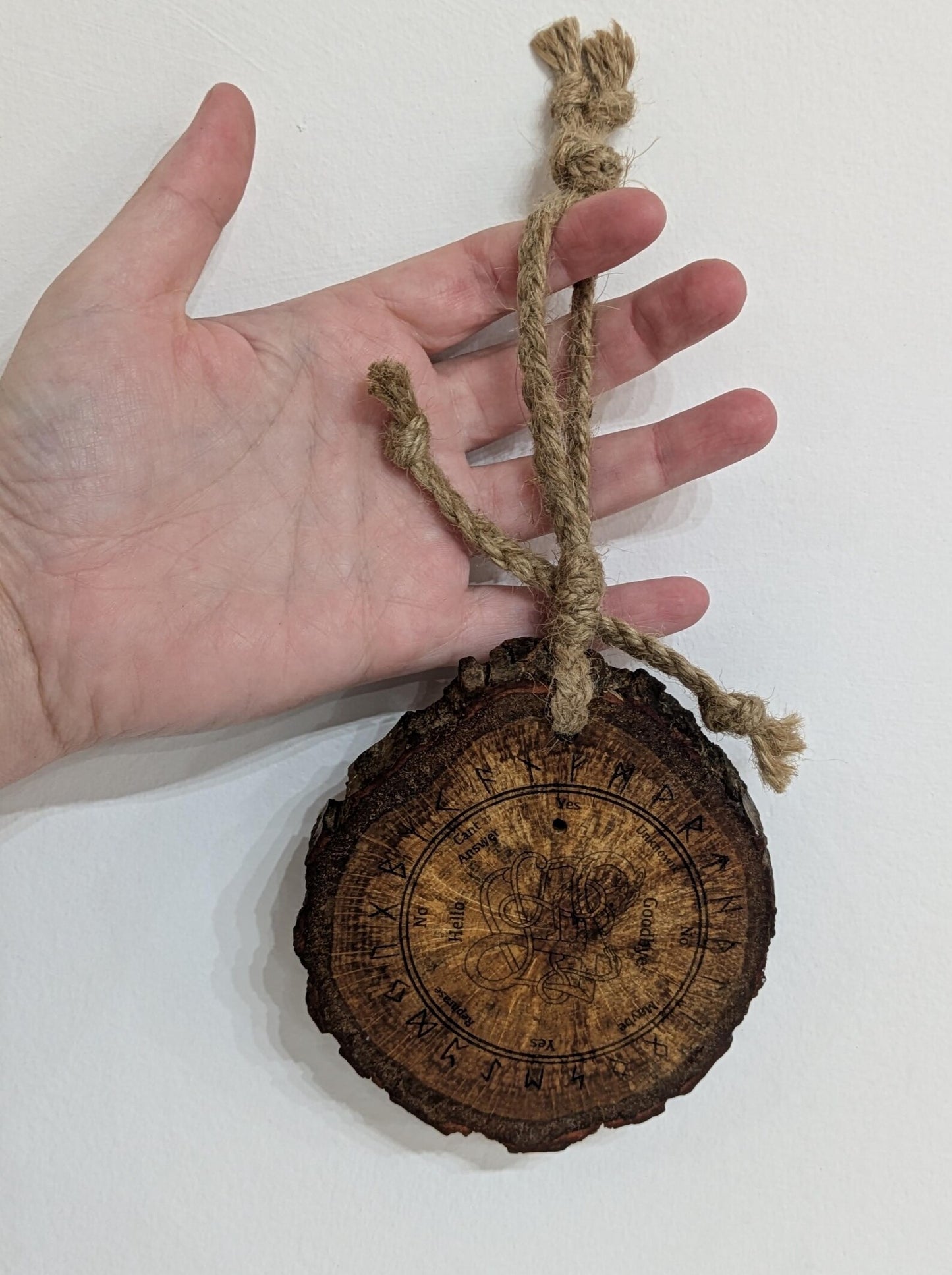 Oak wood Viking Icelandic printed pendulum dowsing board.