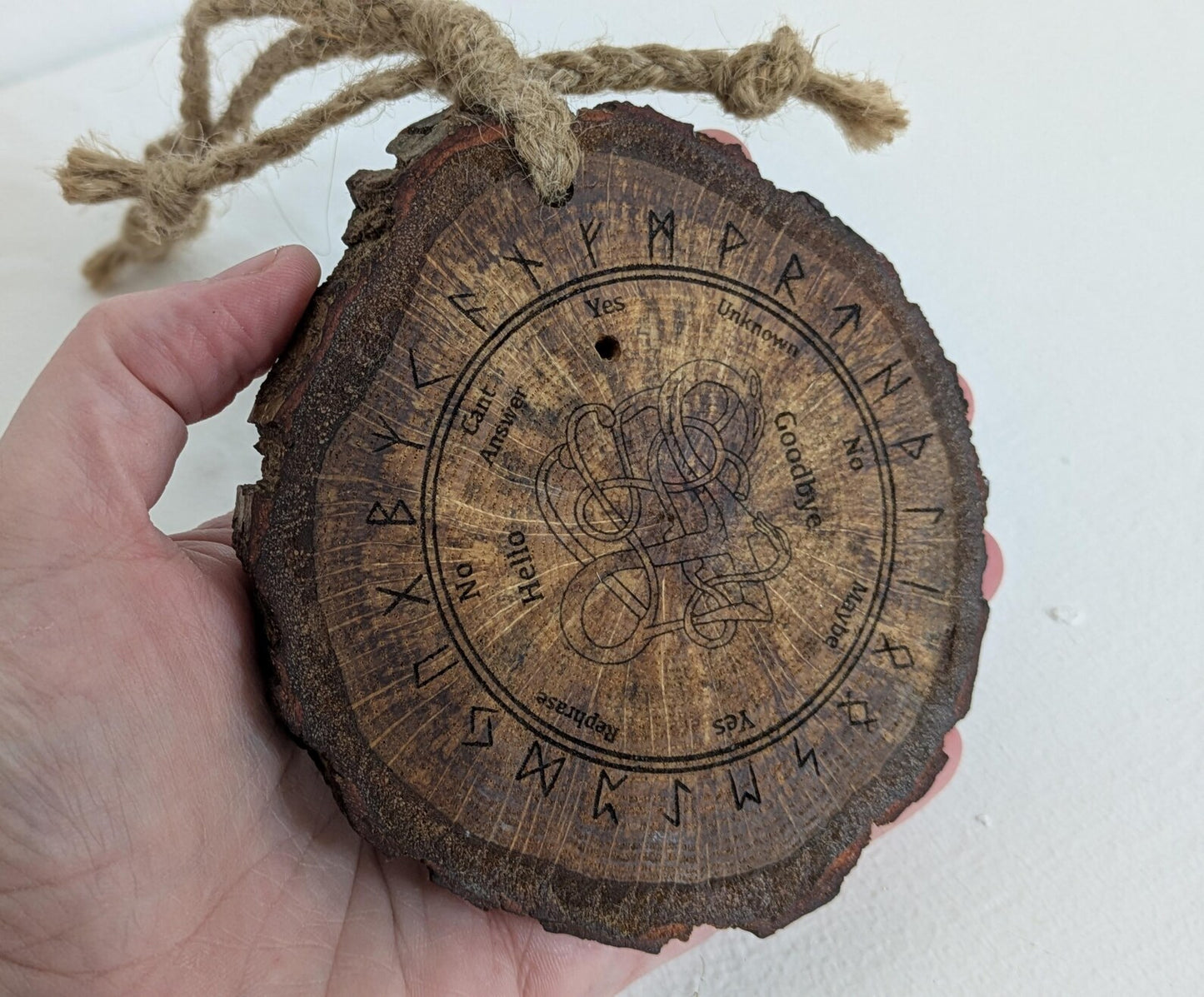 Oak wood Viking Icelandic printed pendulum dowsing board.