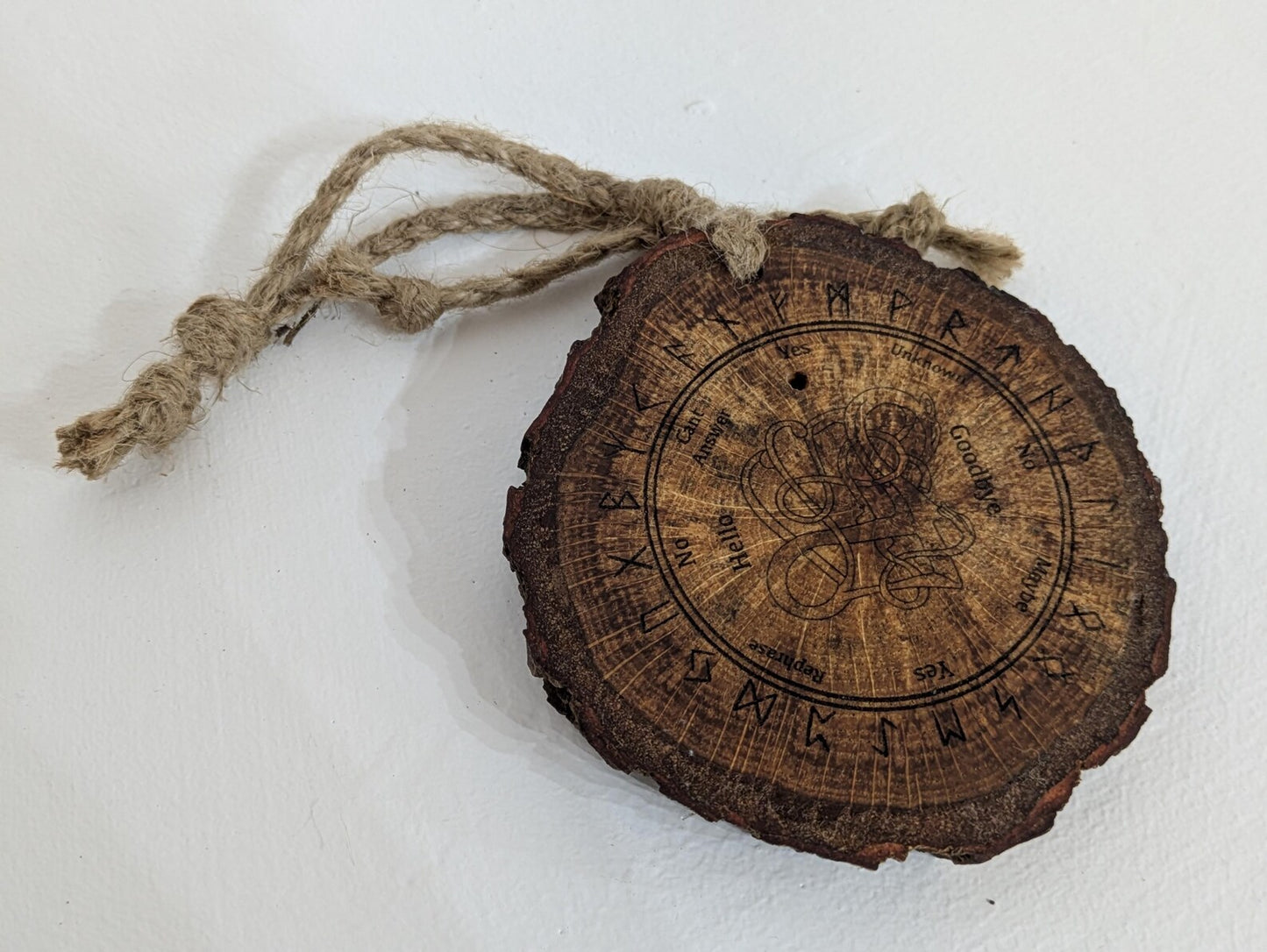 Oak wood Viking Icelandic printed pendulum dowsing board.