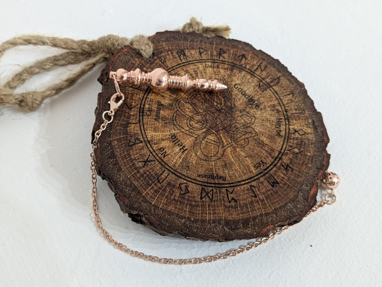 Oak wood Viking Icelandic printed pendulum dowsing board.