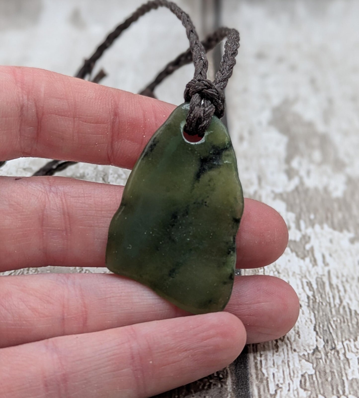 Tumbled Pounamu nephrite jade stone pendant