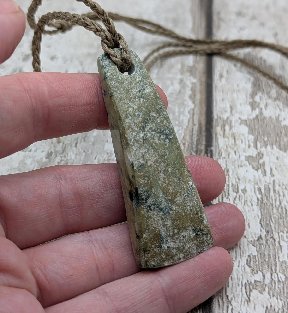New Zealand pounamu greenstone jade raw back pendant.