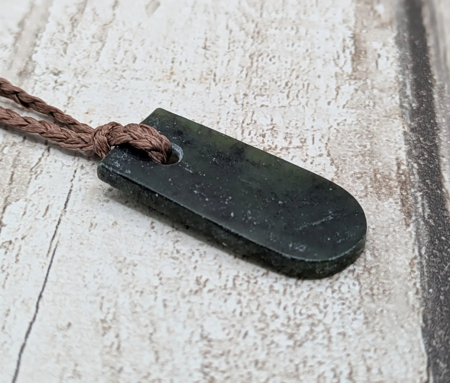 New Zealand Pounamu greenstone roimata drop pendant.