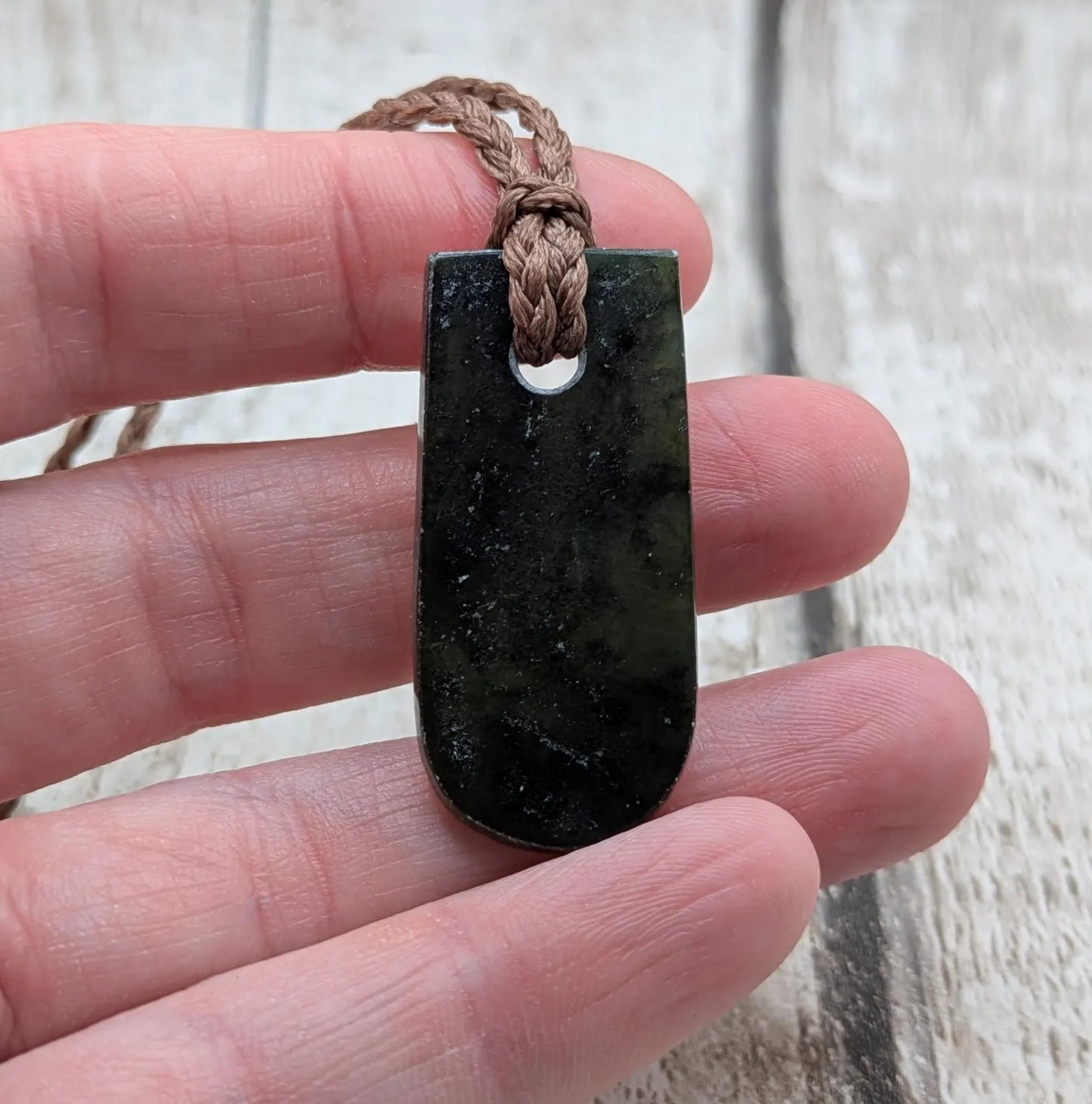 New Zealand Pounamu greenstone roimata drop pendant.