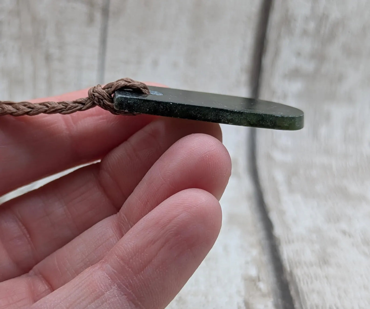 New Zealand Pounamu greenstone roimata drop pendant.
