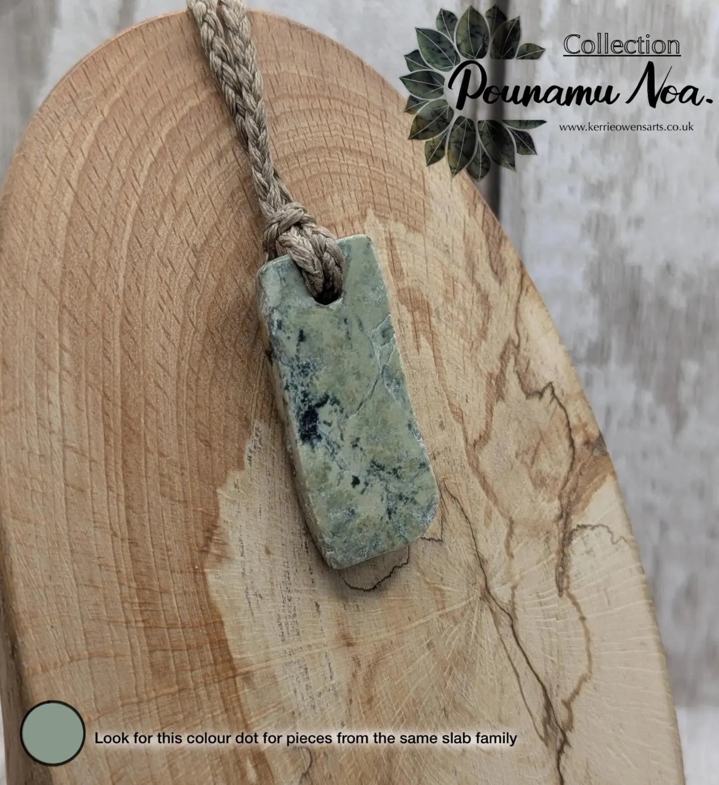 New Zealand pounamu greenstone jade slice with raw back.
