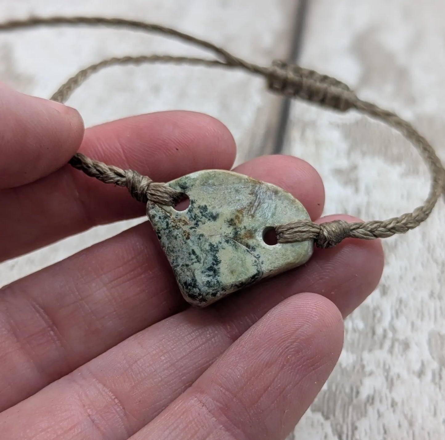 New Zealand pounamu greenstone jade offcut connector bead bracelet.