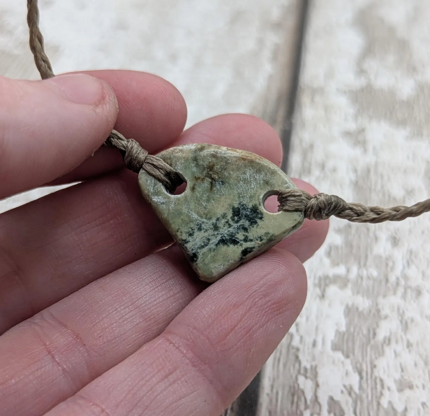 New Zealand pounamu greenstone jade offcut connector bead bracelet.