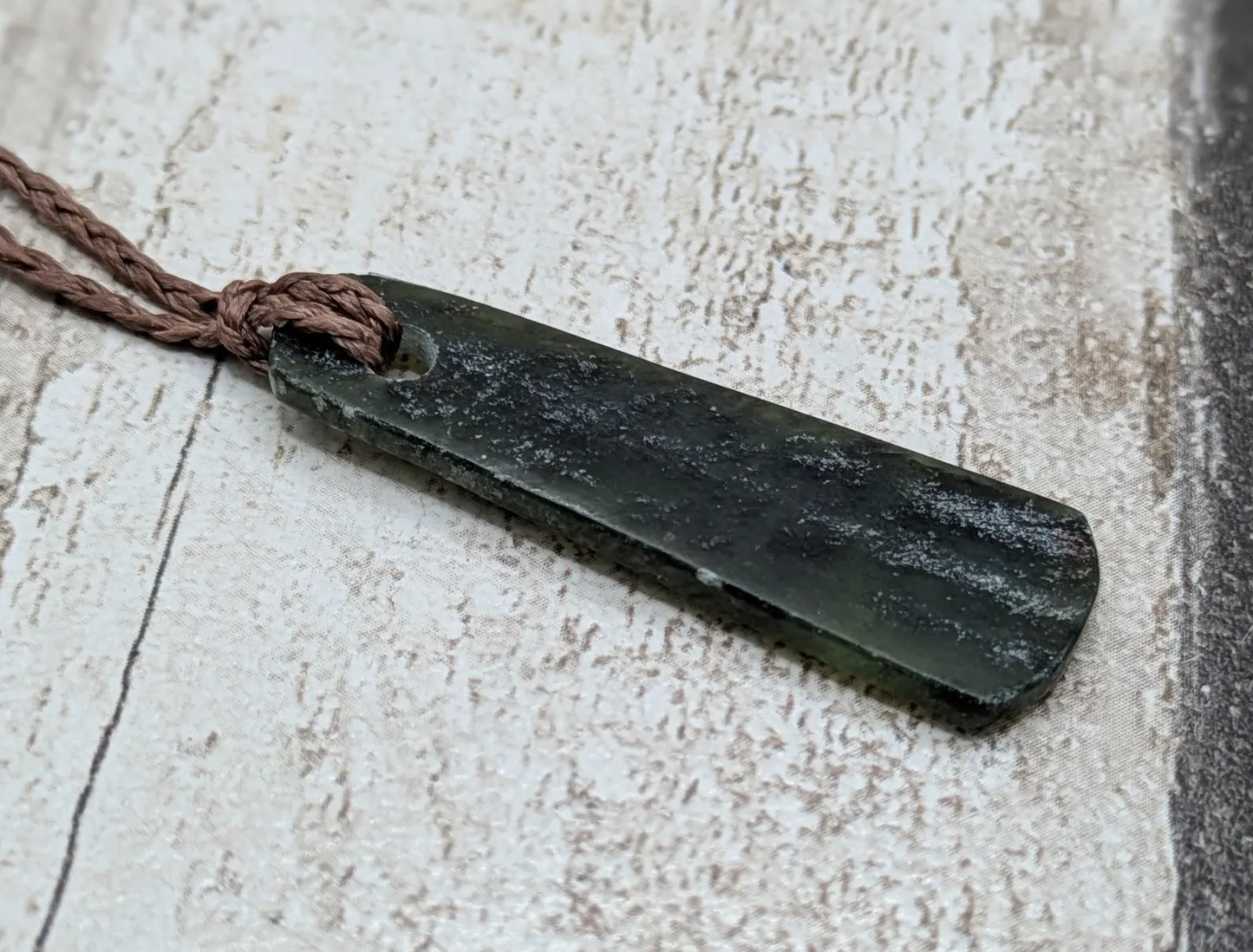 New Zealand Pounamu greenstone roimata drop pendant.
