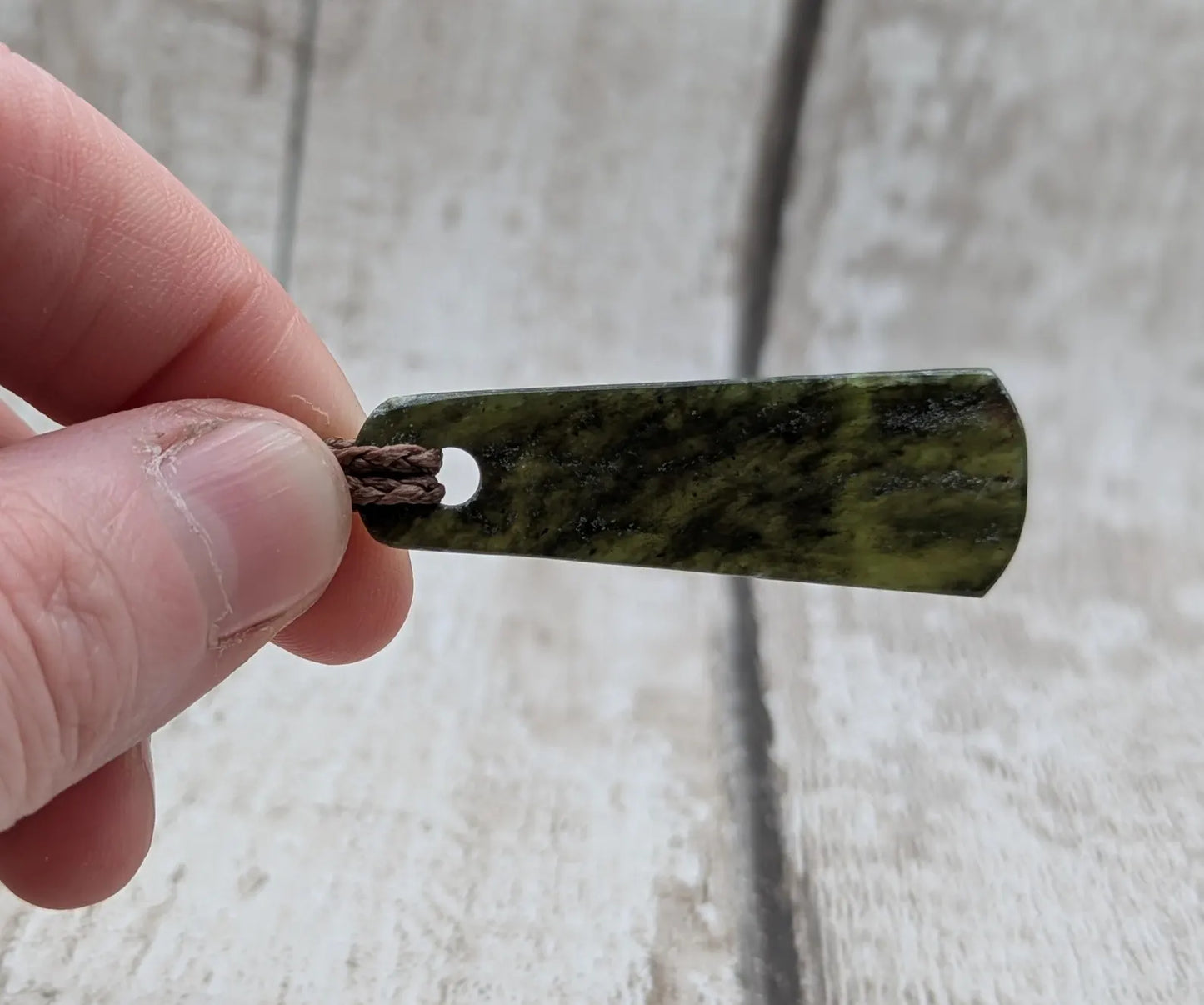 New Zealand Pounamu greenstone roimata drop pendant.