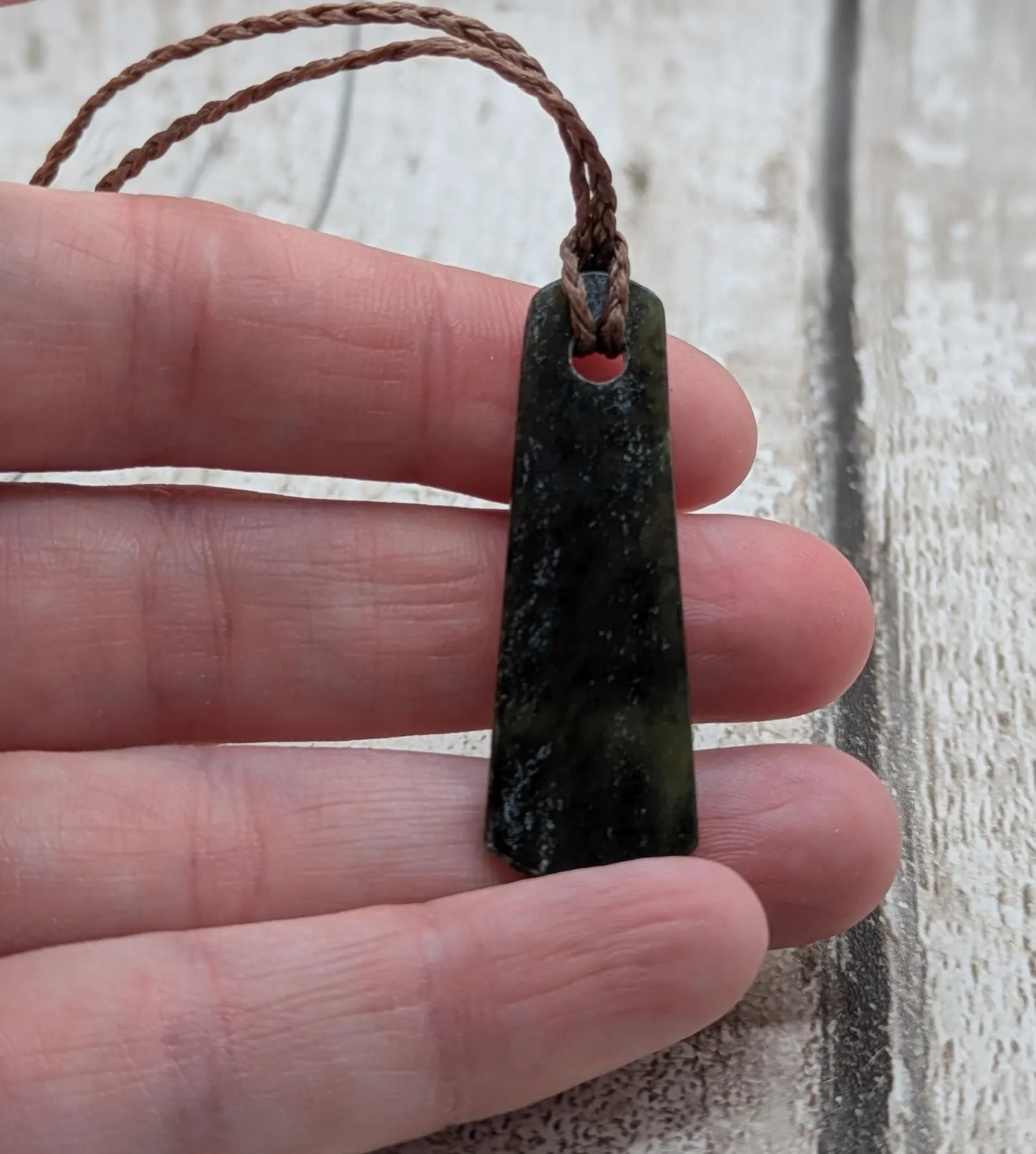 New Zealand Pounamu greenstone roimata drop pendant.