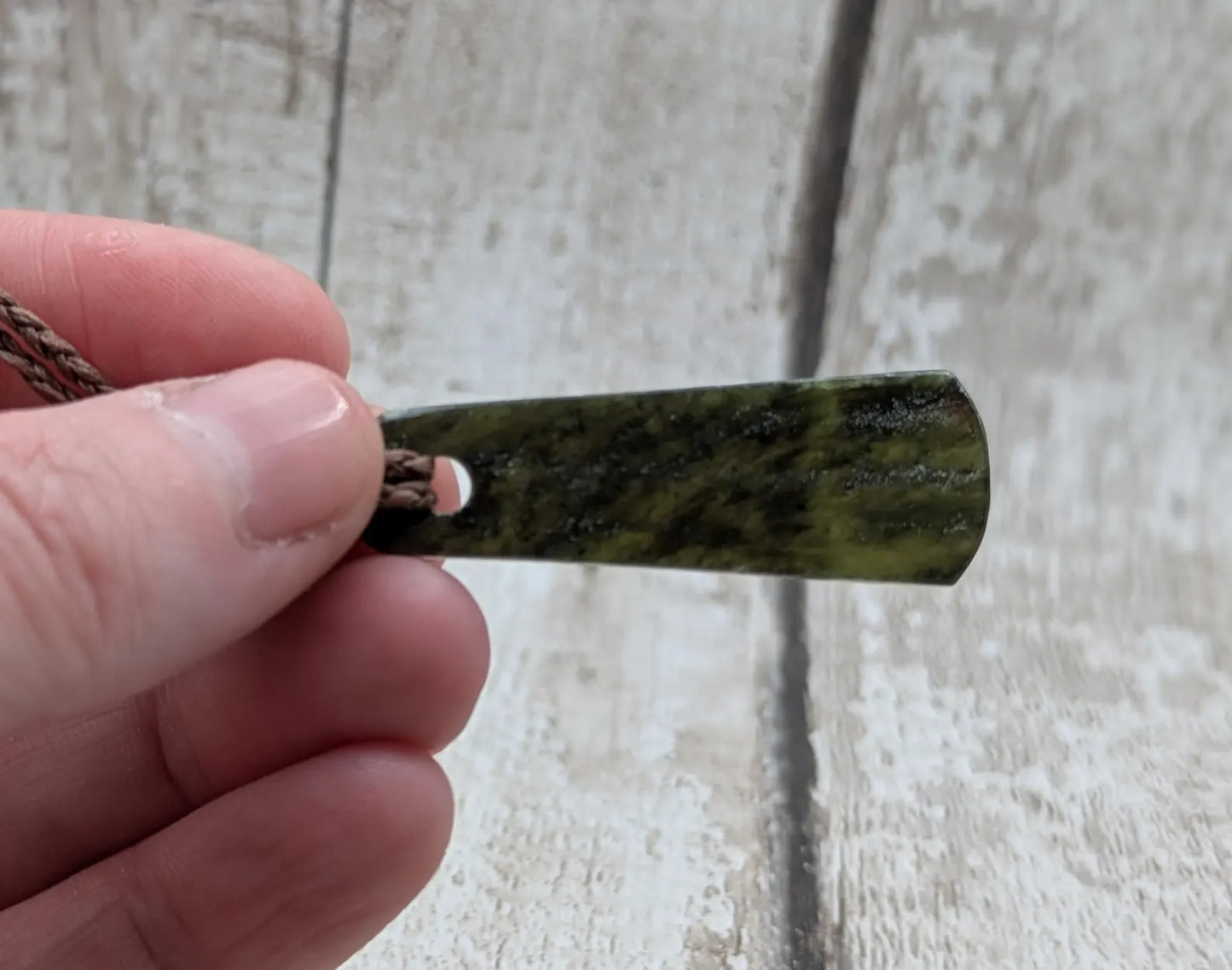 New Zealand Pounamu greenstone roimata drop pendant.