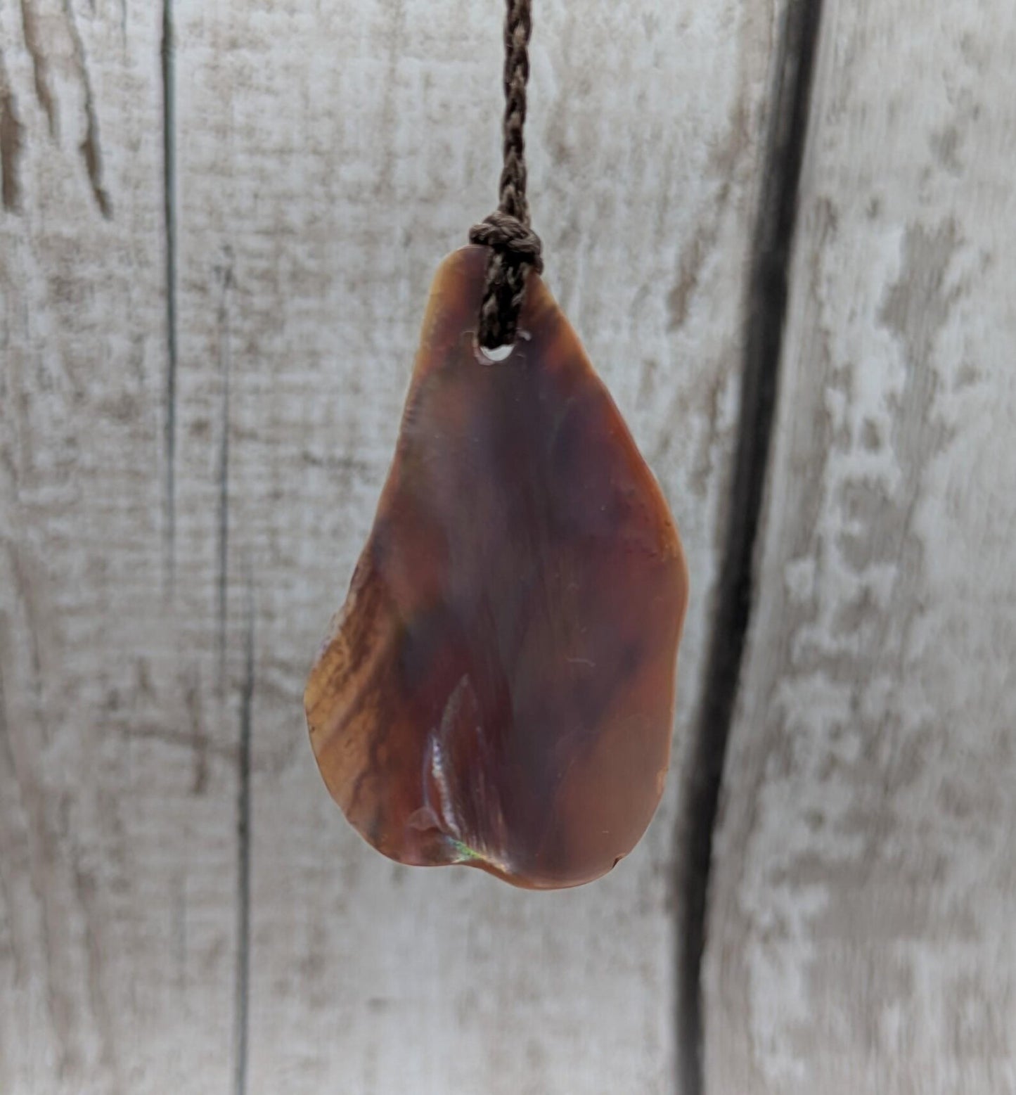 Medium high Iridescent NZ Freshwater Pink Mussel Shell Pendant – Natural Tumbled, Rainbow Shine, Hand-Polished Shell Jewellery