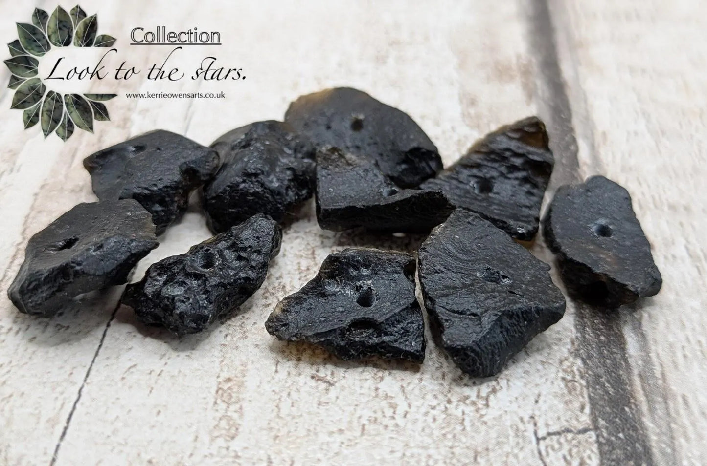 10 Indonesian tektite glass beads.