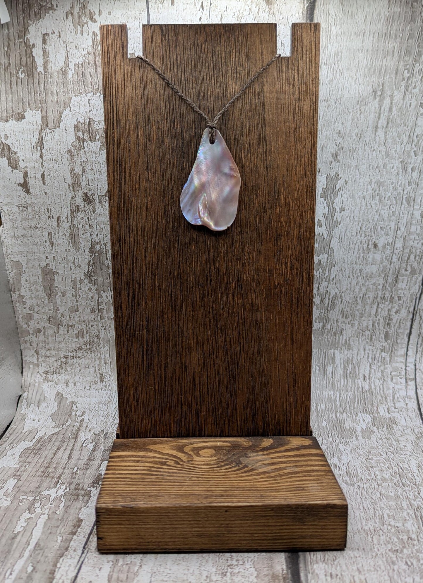 Medium high Iridescent NZ Freshwater Pink Mussel Shell Pendant – Natural Tumbled, Rainbow Shine, Hand-Polished Shell Jewellery