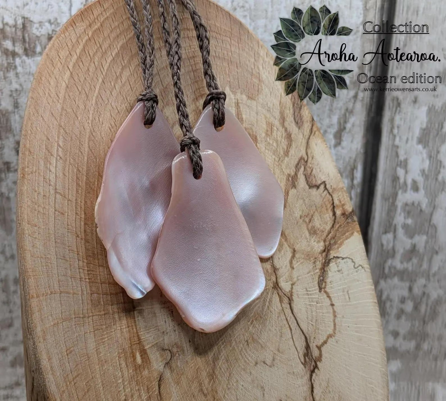 Medium Pearlescent NZ Freshwater Pink Mussel Shell Pendant – Natural Tumbled, Drilled for Jewelry, Unique Organic Statement Piece