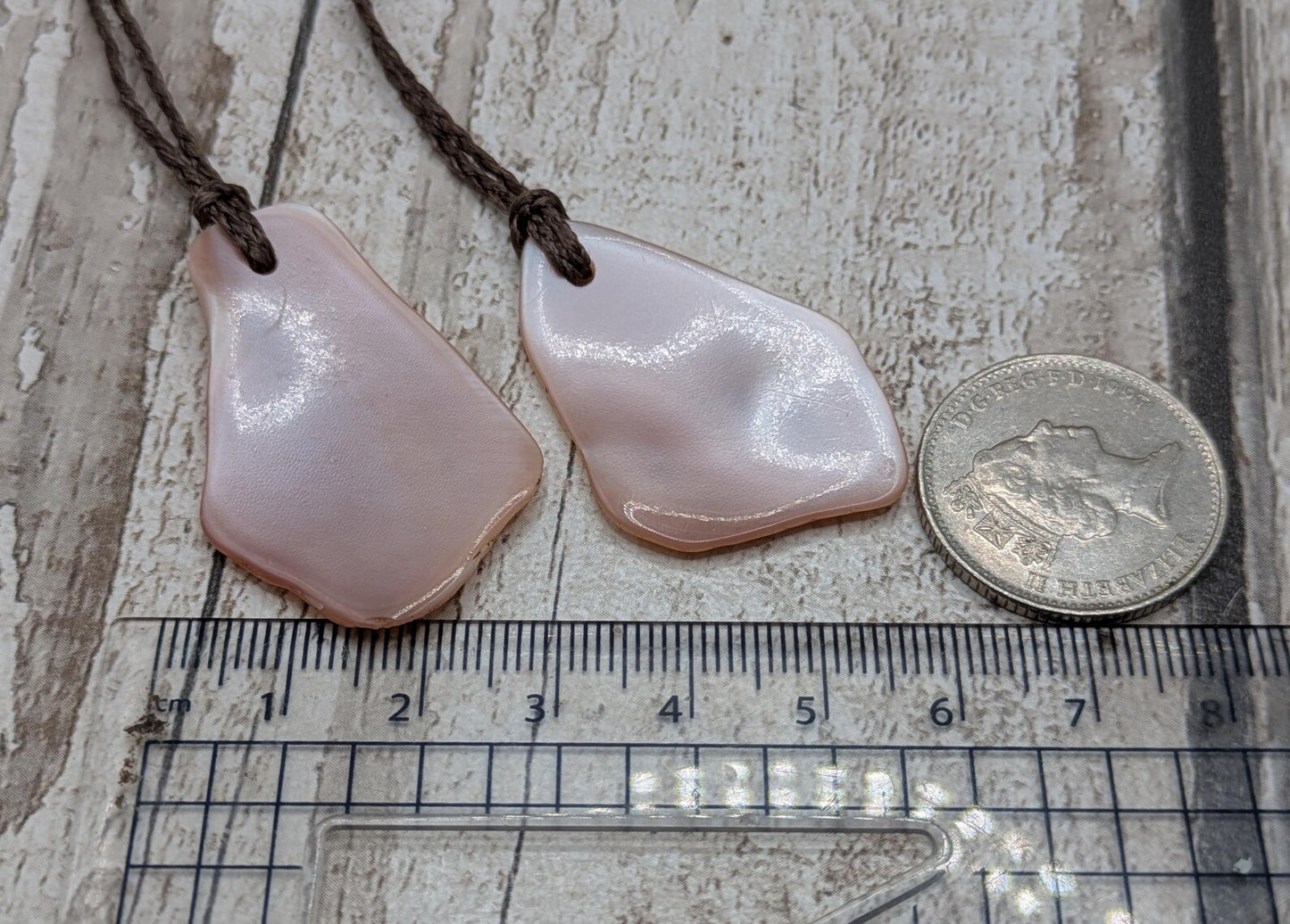 Medium Pearlescent NZ Freshwater Pink Mussel Shell Pendant – Natural Tumbled, Drilled for Jewelry, Unique Organic Statement Piece