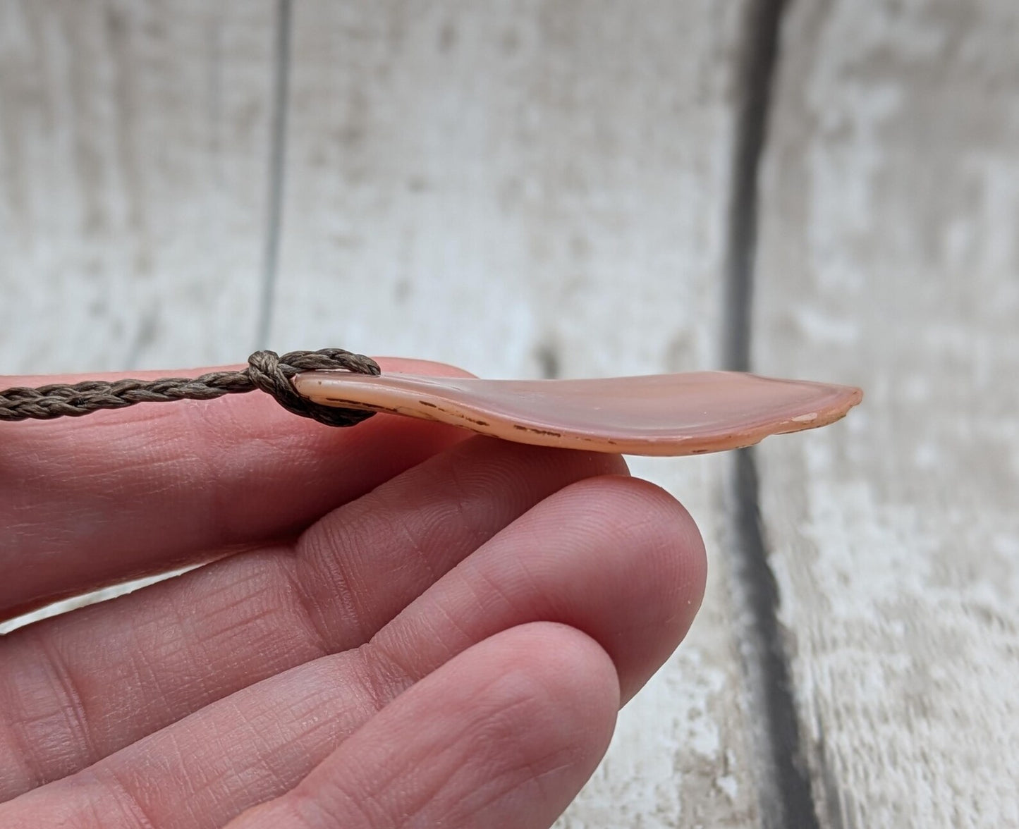 Medium Pearlescent NZ Freshwater Pink Mussel Shell Pendant – Natural Tumbled, Drilled for Jewelry, Unique Organic Statement Piece