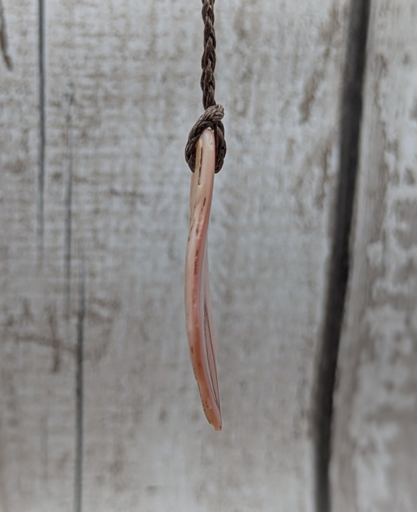 Medium Pearlescent NZ Freshwater Pink Mussel Shell Pendant – Natural Tumbled, Drilled for Jewelry, Unique Organic Statement Piece