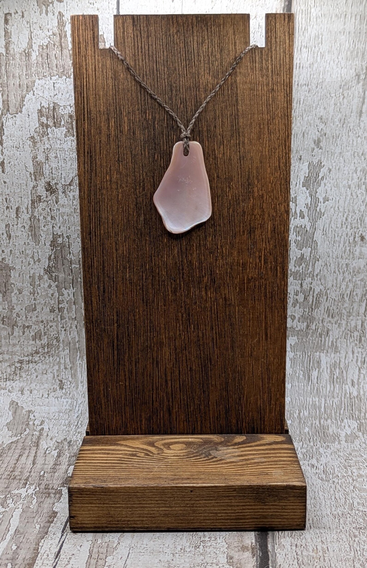 Medium Pearlescent NZ Freshwater Pink Mussel Shell Pendant – Natural Tumbled, Drilled for Jewelry, Unique Organic Statement Piece