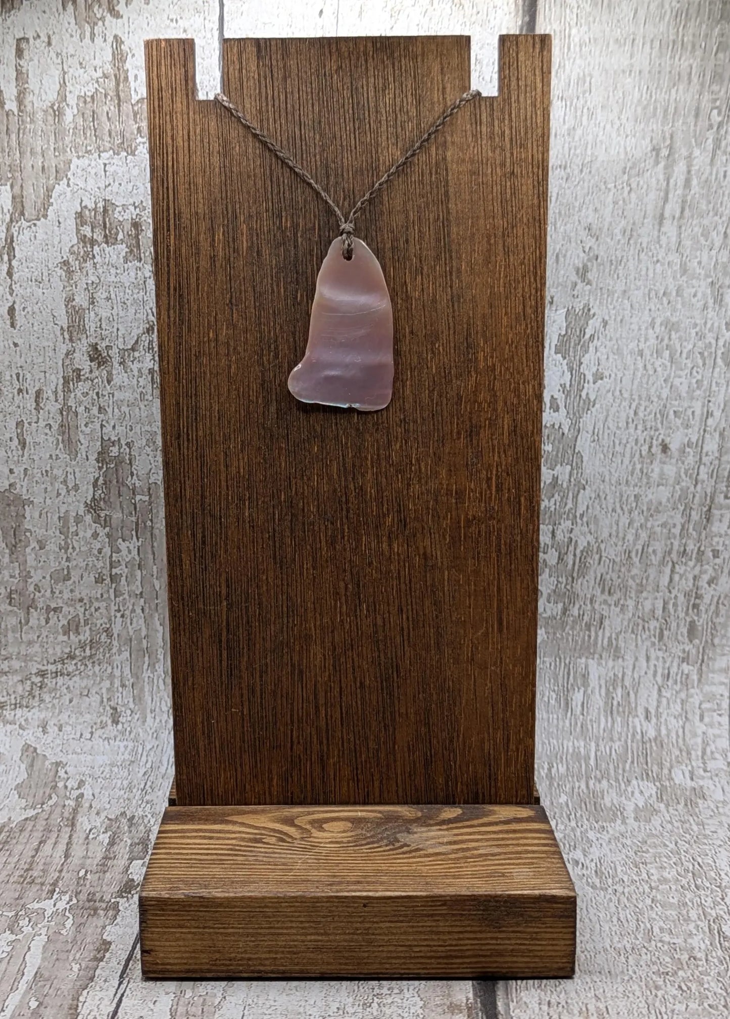 Large mid Iridescent NZ Freshwater Pink Mussel Shell Pendant – Natural Tumbled, Rainbow Shine, Hand-Polished Shell Jewellery