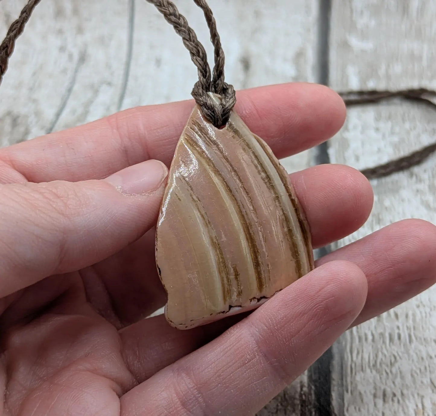 Large Iridescent NZ Freshwater Pink Mussel Shell Pendant – Natural Tumbled, Rainbow Shine, Hand-Polished Shell Jewellery