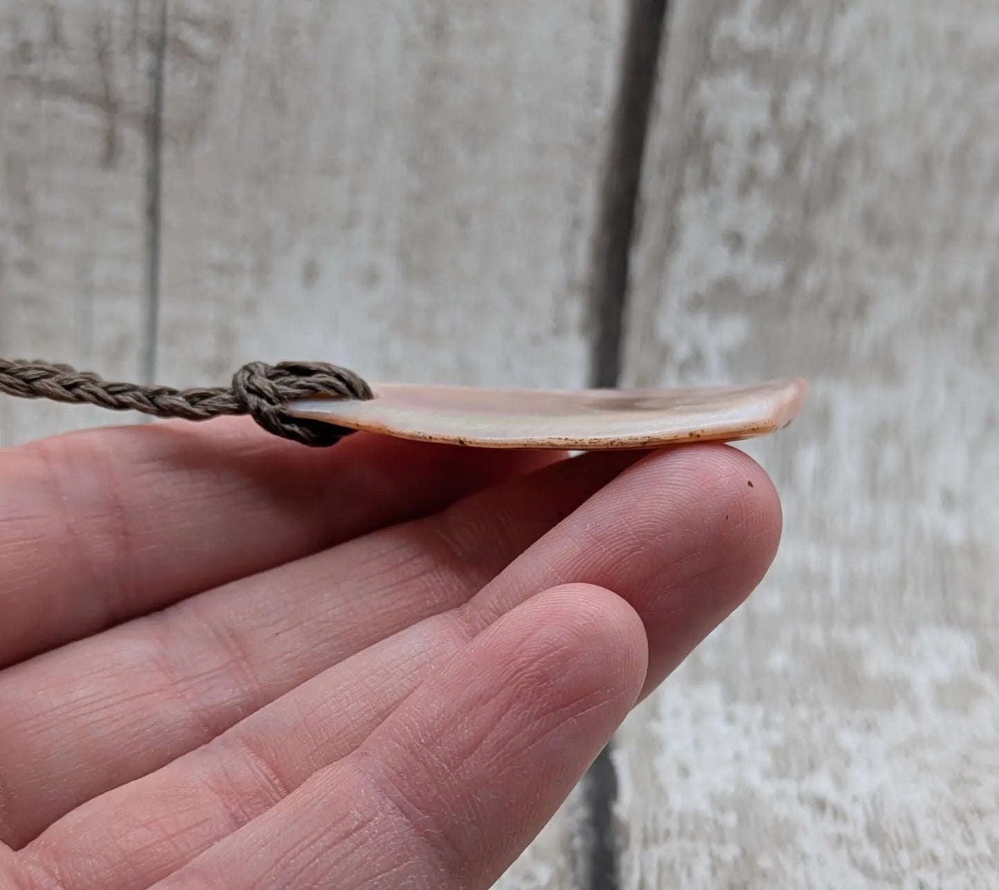 Large Iridescent NZ Freshwater Pink Mussel Shell Pendant – Natural Tumbled, Rainbow Shine, Hand-Polished Shell Jewellery
