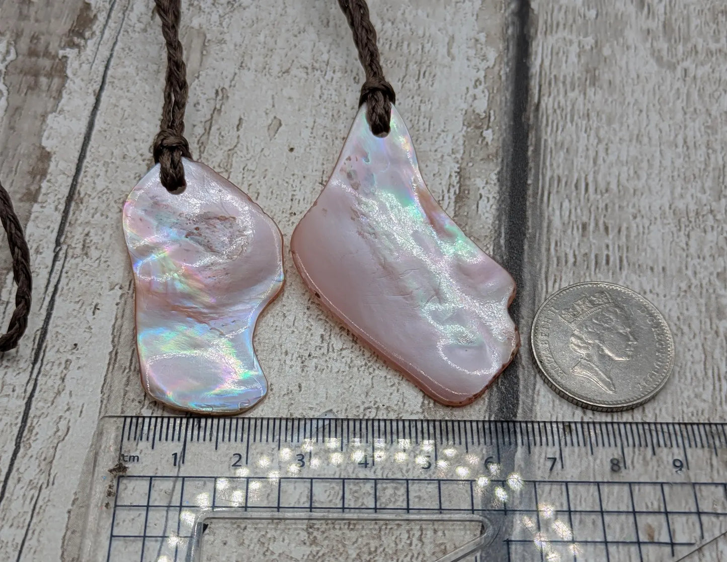 Large mid Iridescent NZ Freshwater Pink Mussel Shell Pendant – Natural Tumbled, Rainbow Shine, Hand-Polished Shell Jewellery