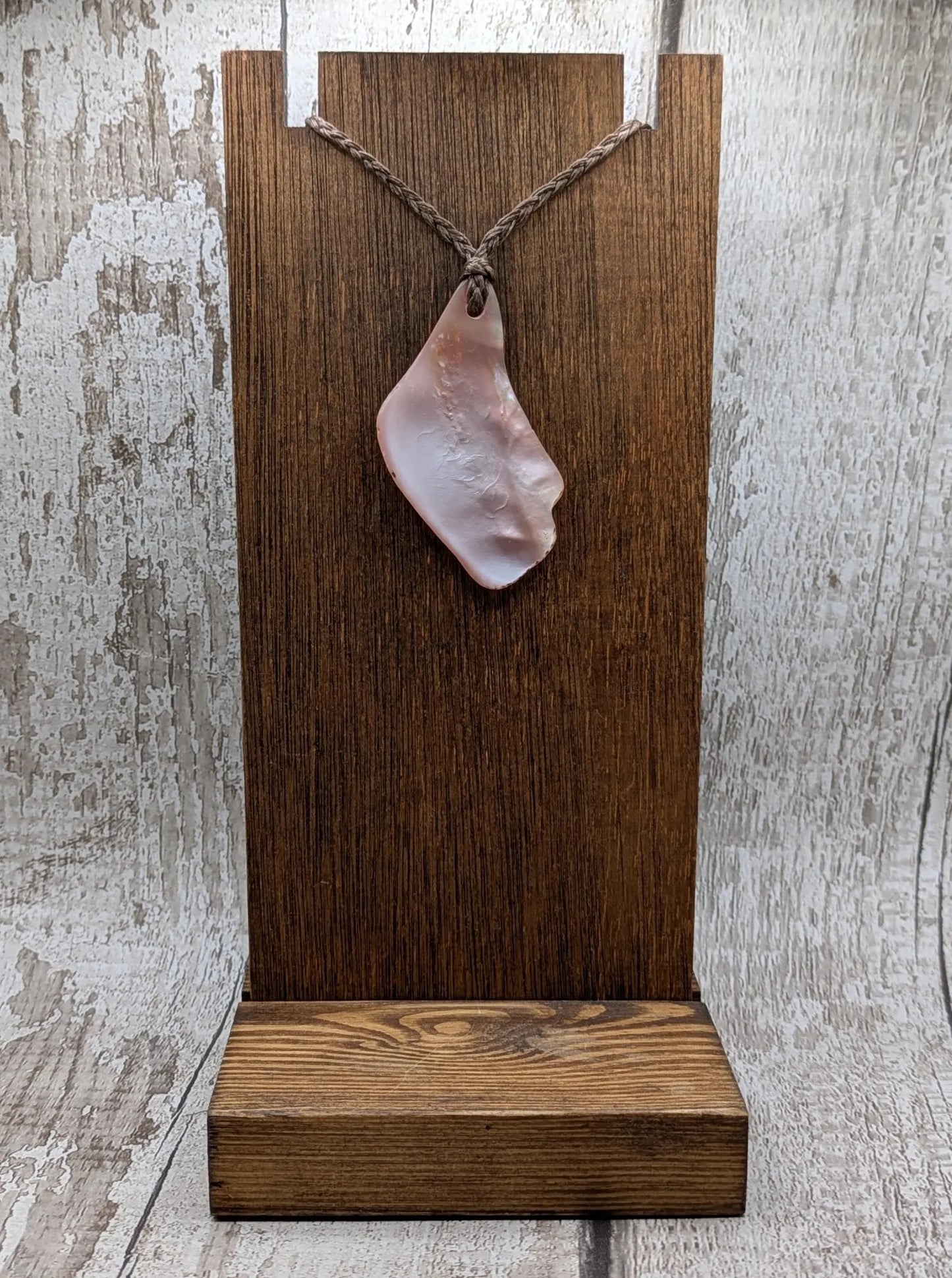 Large mid Iridescent NZ Freshwater Pink Mussel Shell Pendant – Natural Tumbled, Rainbow Shine, Hand-Polished Shell Jewellery