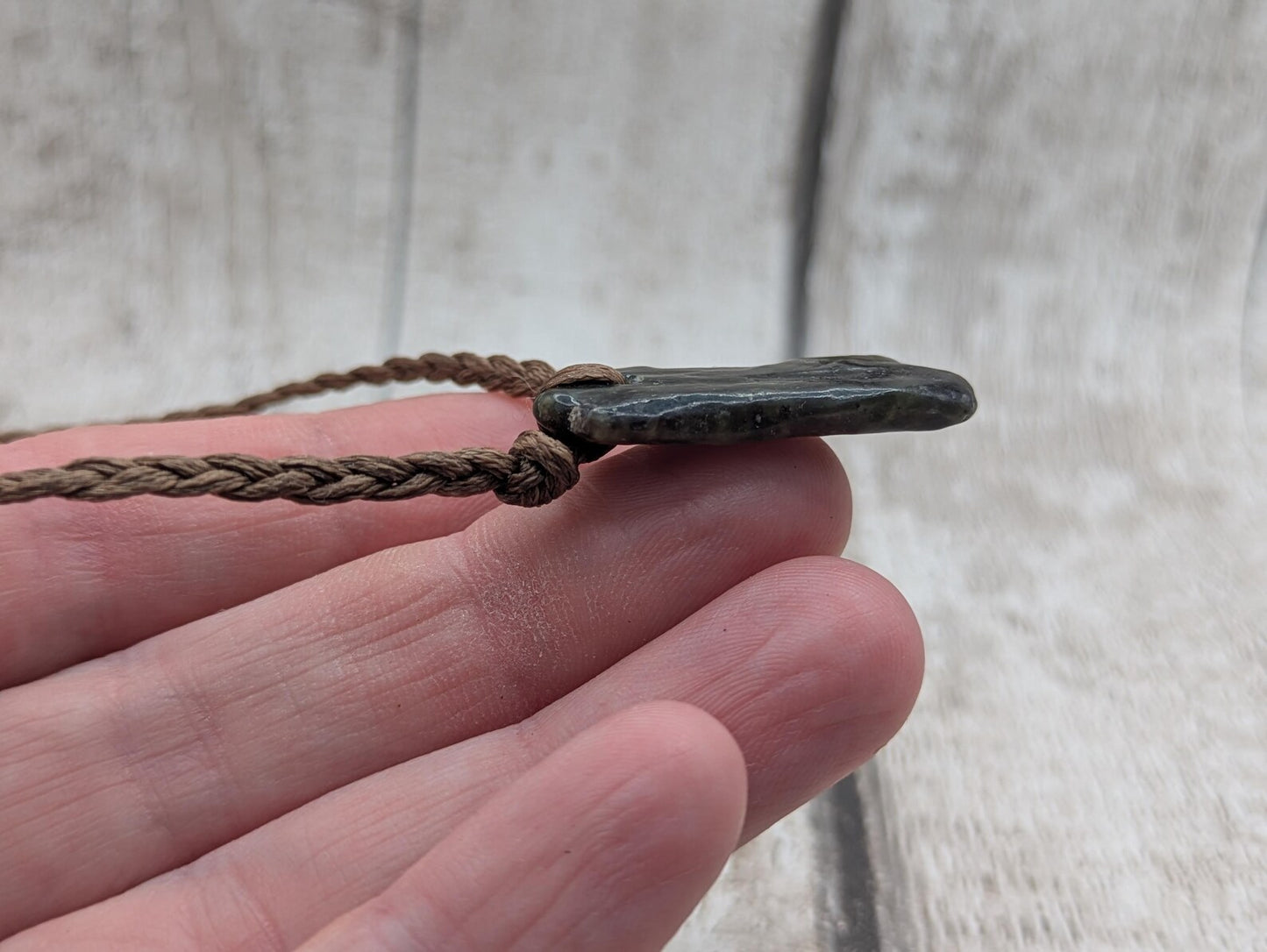 New Zealand tumbled Pounamu nephrite greenstone adjustable bracelet.