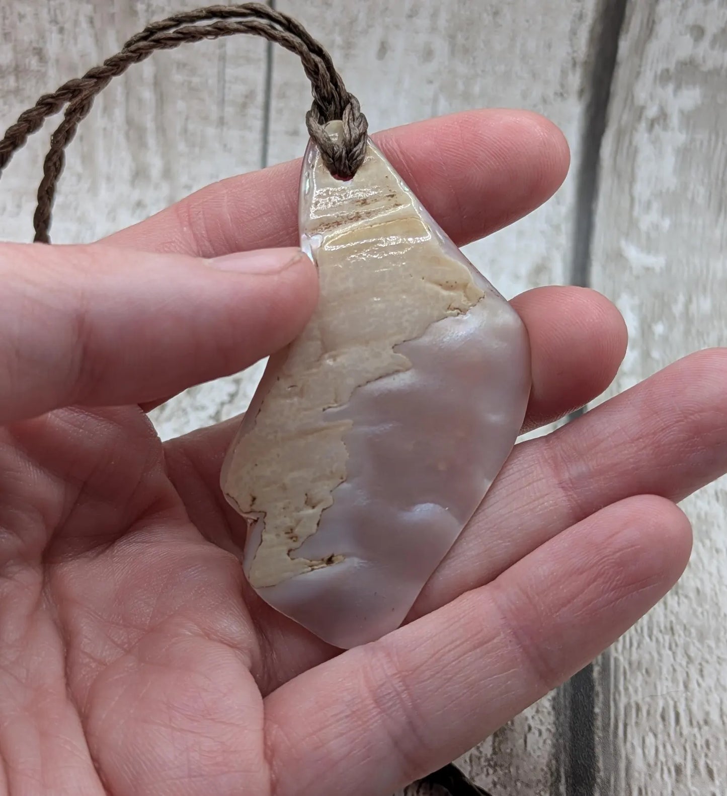 Large mid Iridescent NZ Freshwater Pink Mussel Shell Pendant – Natural Tumbled, Rainbow Shine, Hand-Polished Shell Jewellery
