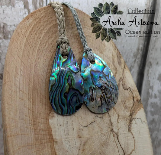 New Zealand Rainbow Pāua Shell Roimata Pendant – Iridescent Teardrop Necklace, Māori Inspired Ocean Jewellery, Healing Shell Talisman.