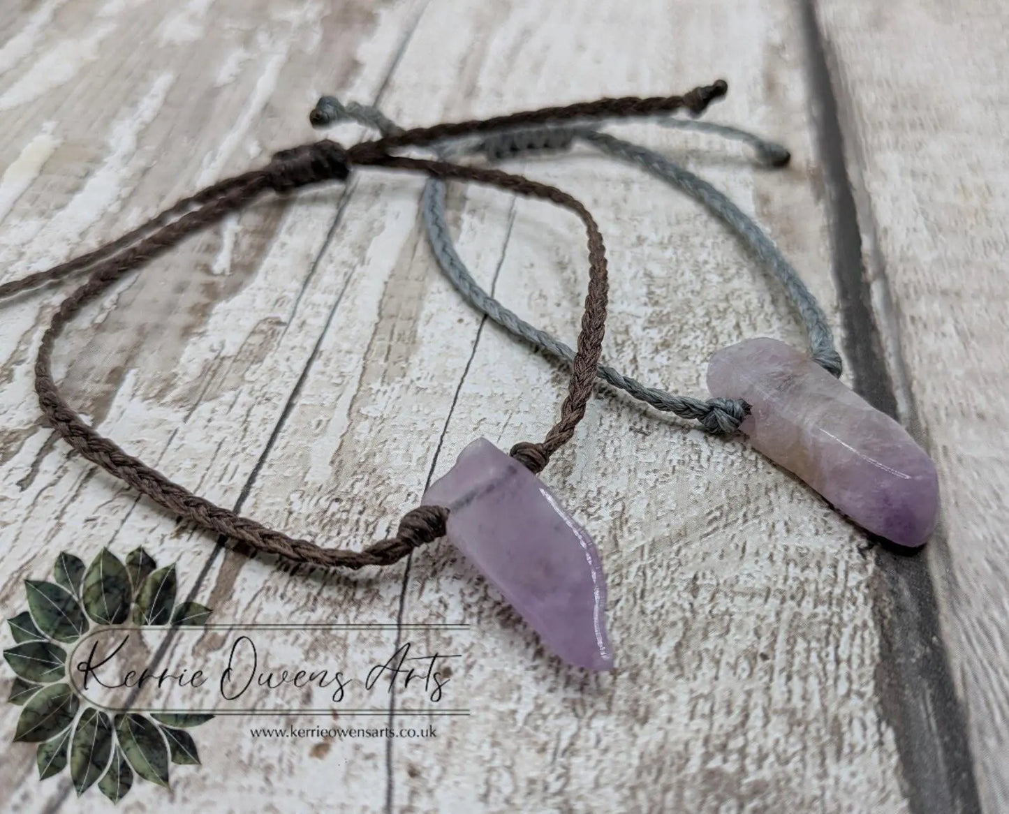 Amethyst beaded adjustable bracelet.