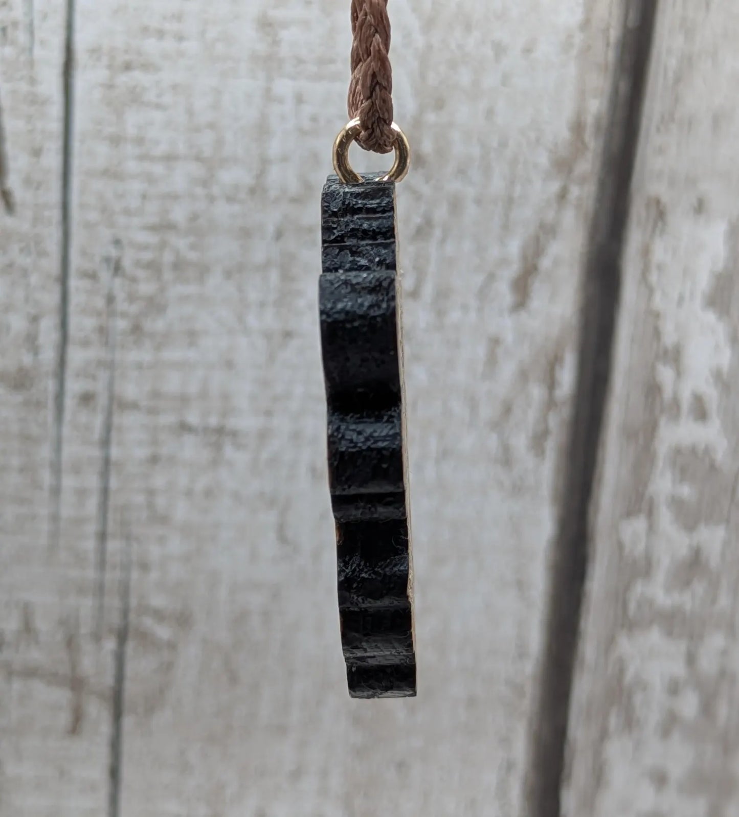 Oak wood, laser printed bumble bee pendant.