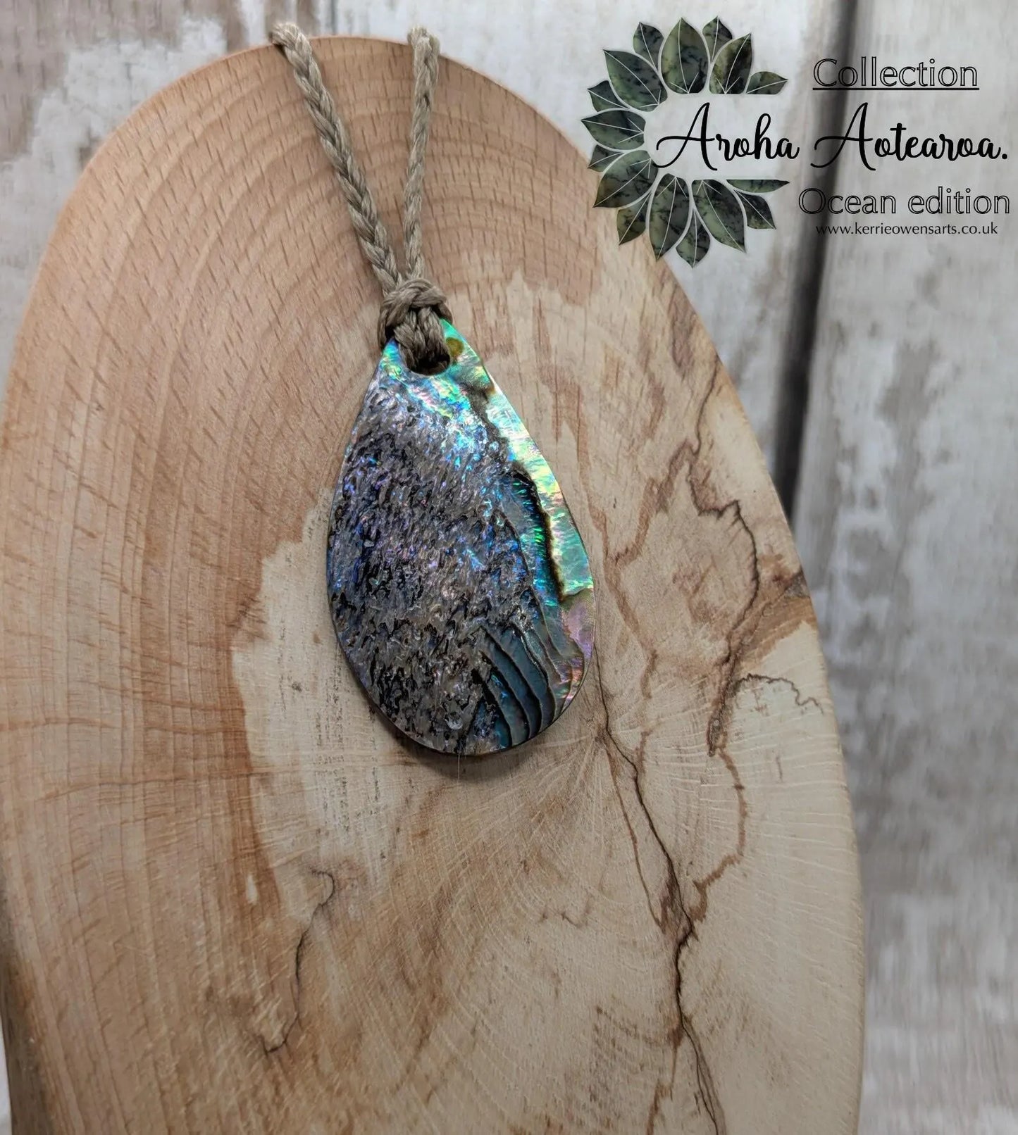 New Zealand Rainbow Pāua teardrop Pendant – colourful Iridescent Necklace, Māori Inspired Ocean Jewellery, Healing Shell Talisman.