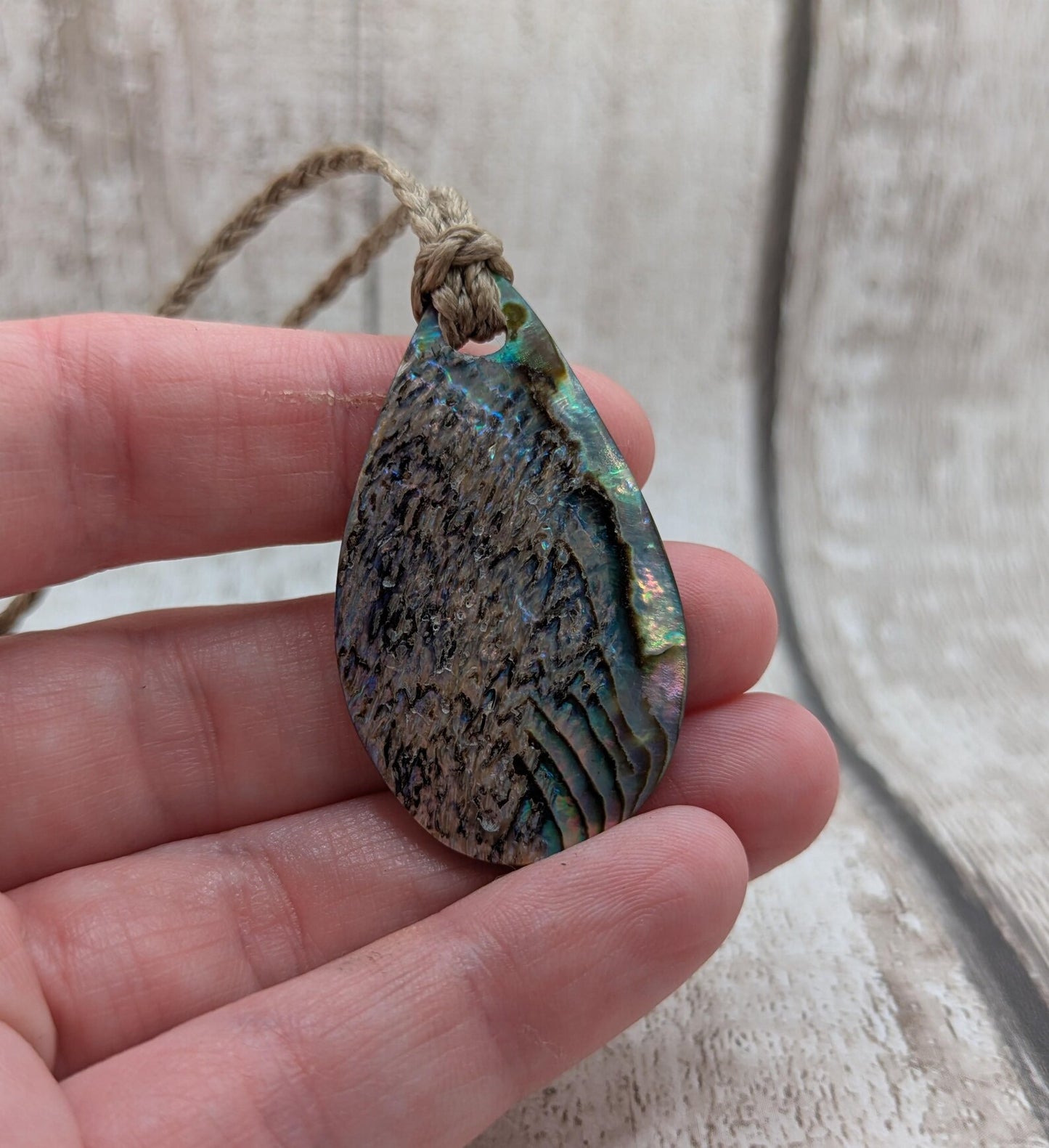 New Zealand Rainbow Pāua teardrop Pendant – colourful Iridescent Necklace, Māori Inspired Ocean Jewellery, Healing Shell Talisman.