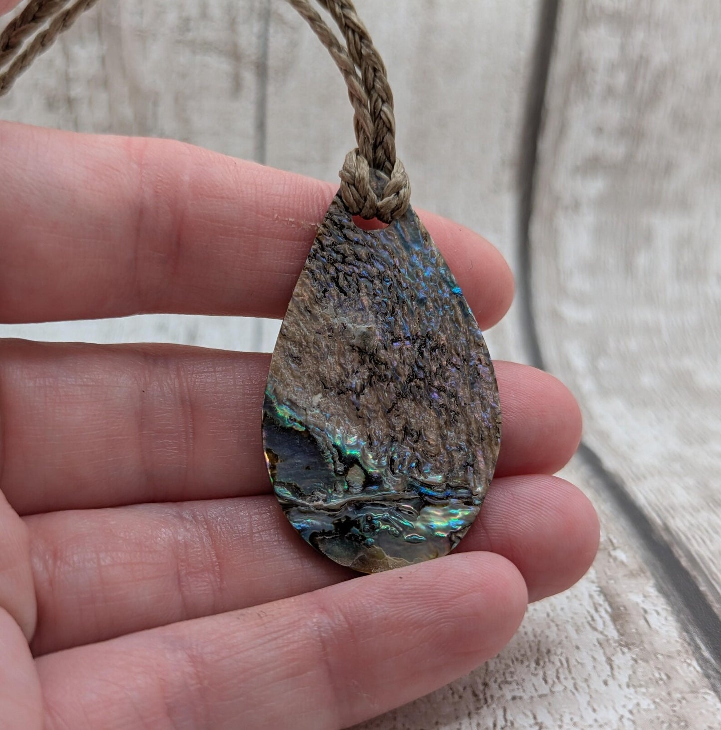 New Zealand Rainbow Pāua teardrop Pendant – colourful Iridescent Necklace, Māori Inspired Ocean Jewellery, Healing Shell Talisman.