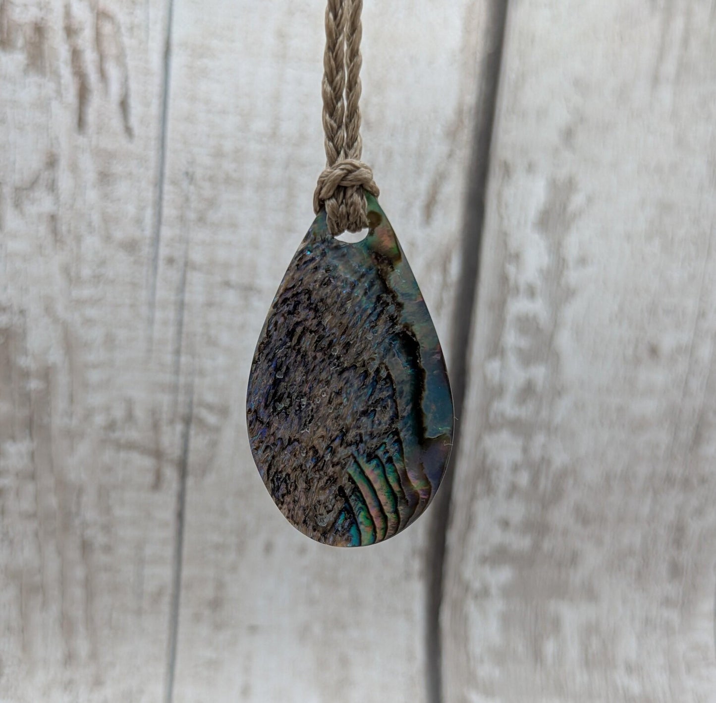 New Zealand Rainbow Pāua teardrop Pendant – colourful Iridescent Necklace, Māori Inspired Ocean Jewellery, Healing Shell Talisman.